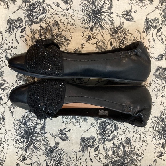 FITFLOP Sz 6 Twiss Crystal Sparkly Knot Leather Ballet Flats Slip On Shoes - Picture 5 of 11